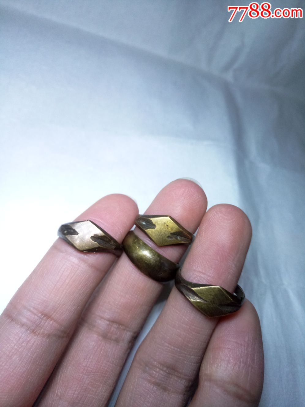 民国黄铜戒指包浆自然老铜件_价格80.