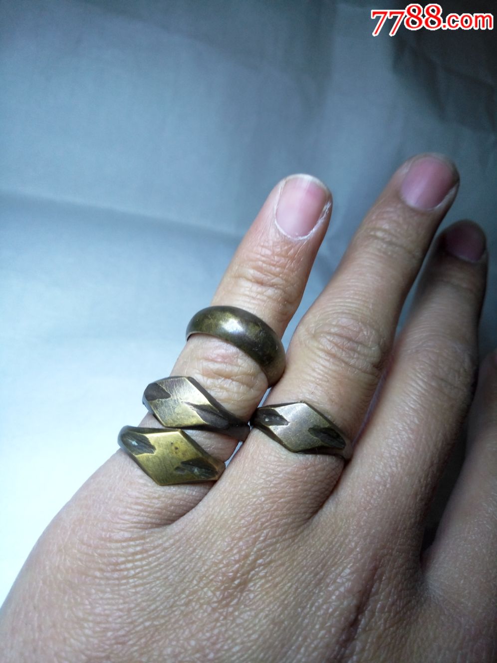 民国黄铜戒指包浆自然老铜件_价格80.