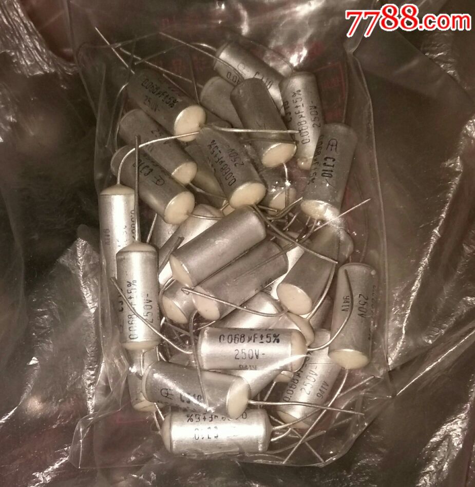 铜脚镀银0.068uf老式电容250v古董元件