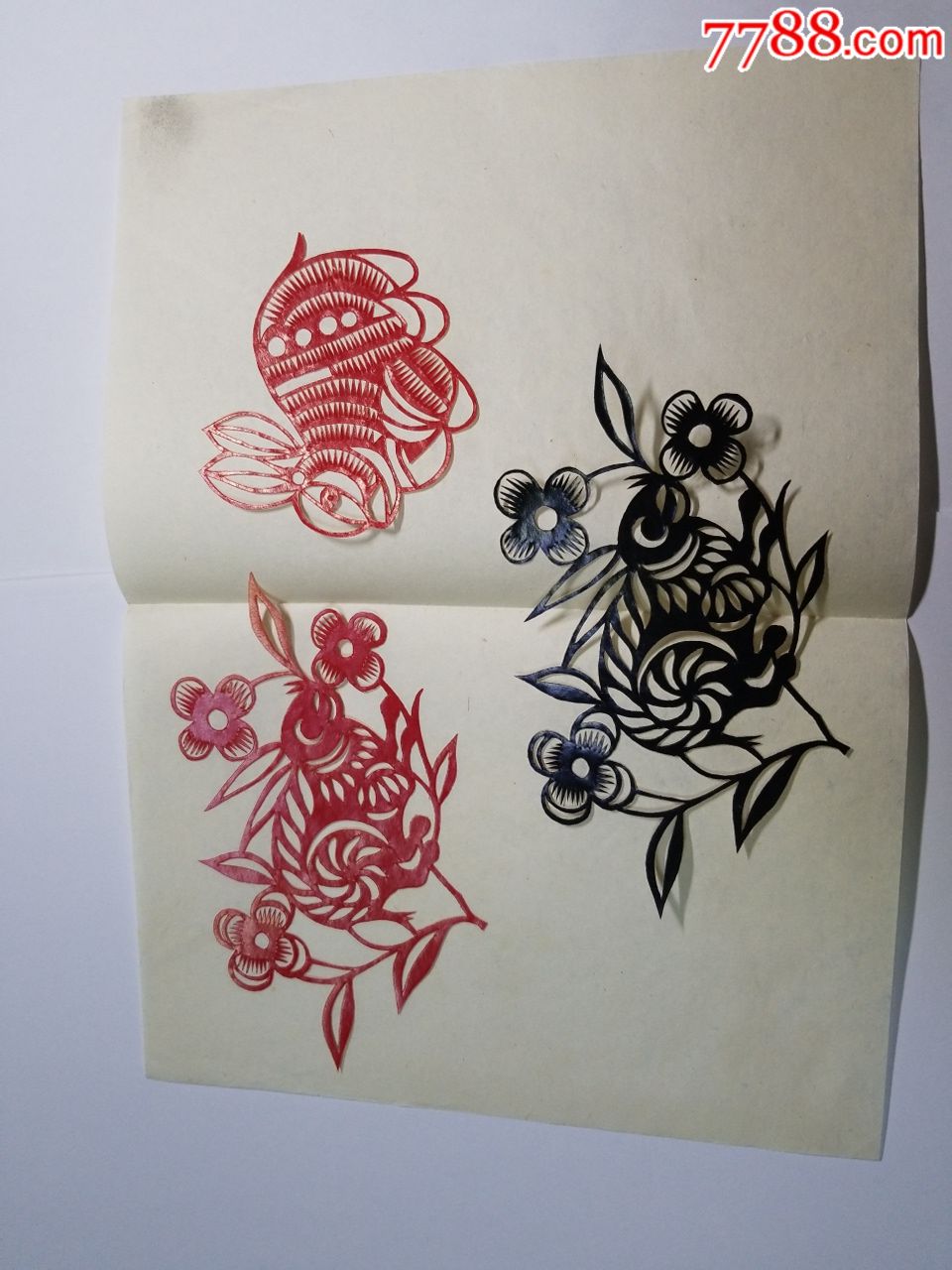 八十年代花白兔剪纸一组_剪纸/窗花_第1张_7788纸艺
