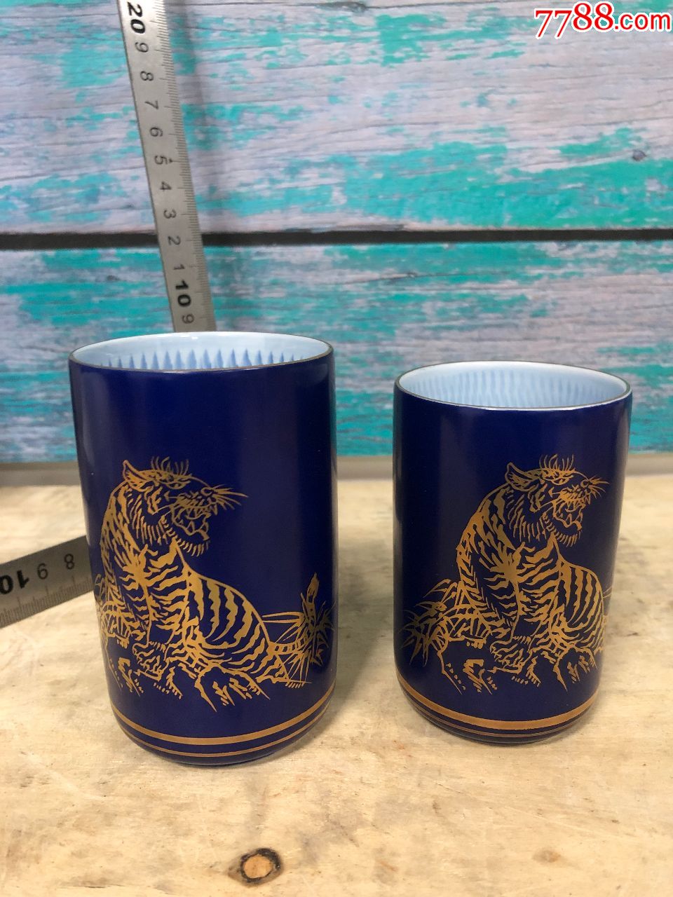 日本进口日本回流九谷烧秀山夫妻杯对杯茶杯有原盒