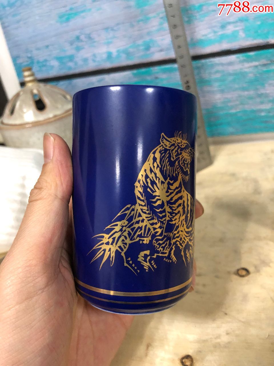 日本进口日本回流九谷烧秀山夫妻杯对杯茶杯有原盒