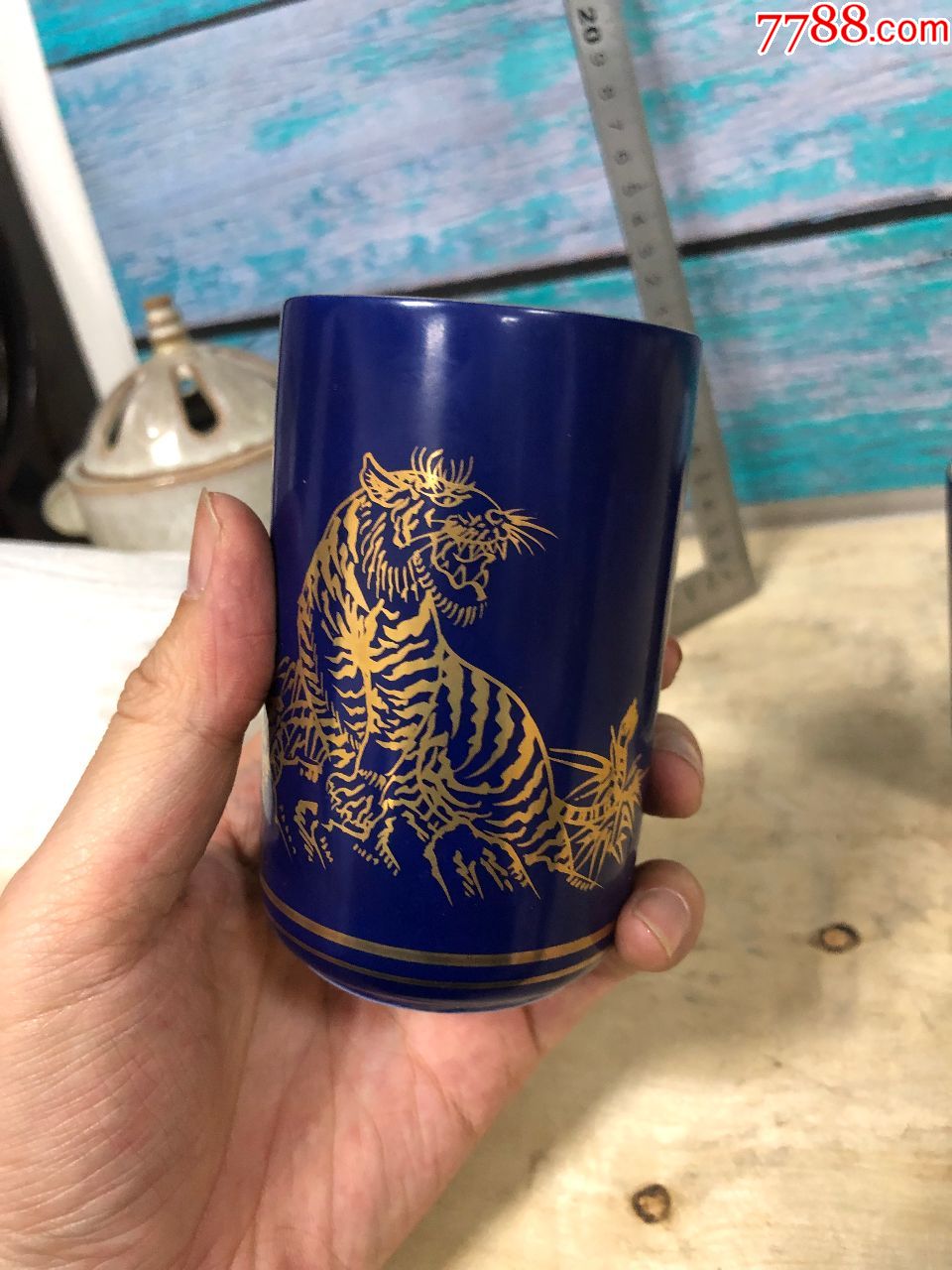 日本进口日本回流九谷烧秀山夫妻杯对杯茶杯有原盒