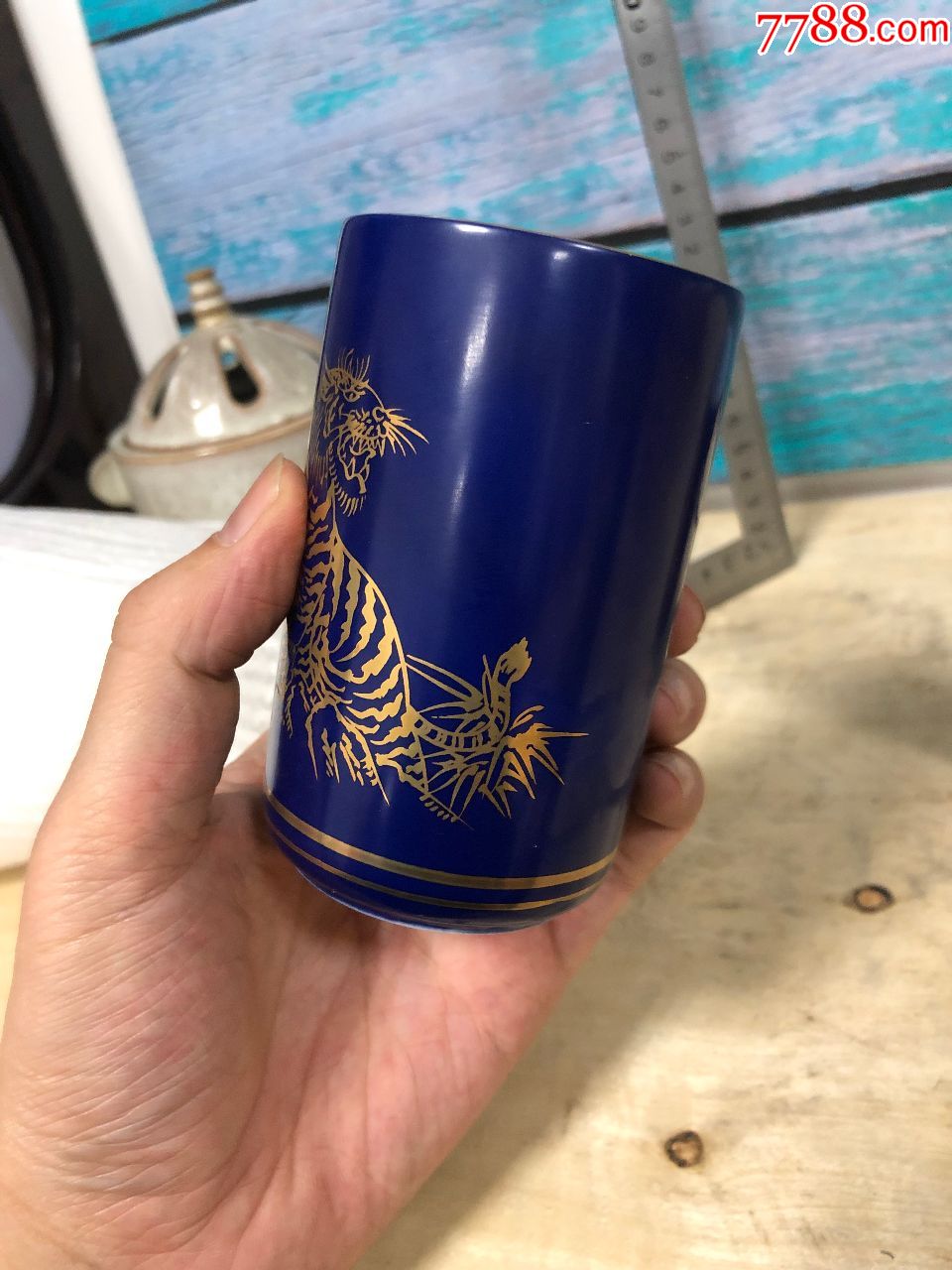 日本进口日本回流九谷烧秀山夫妻杯对杯茶杯有原盒