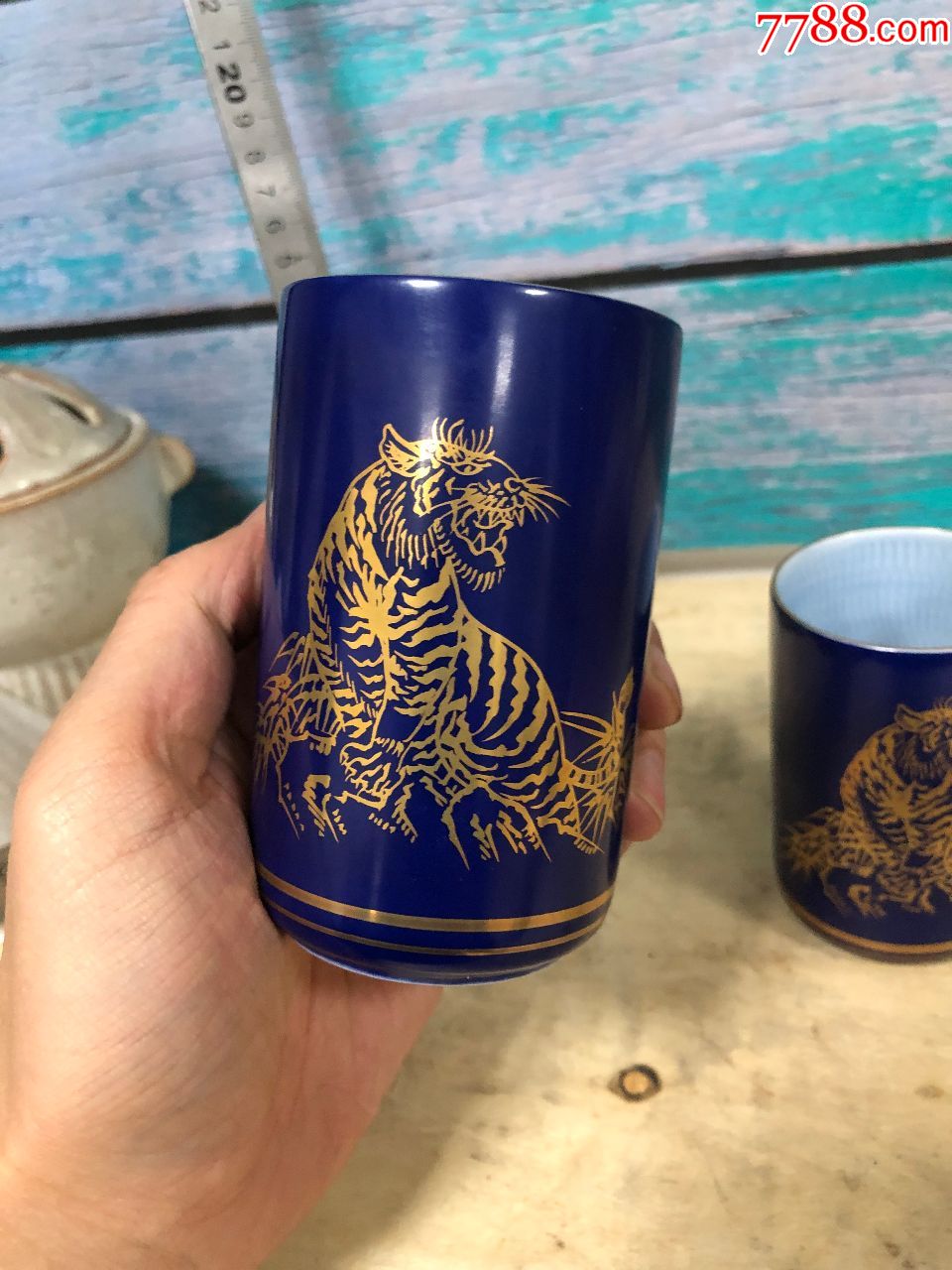 日本进口日本回流九谷烧秀山夫妻杯对杯茶杯有原盒