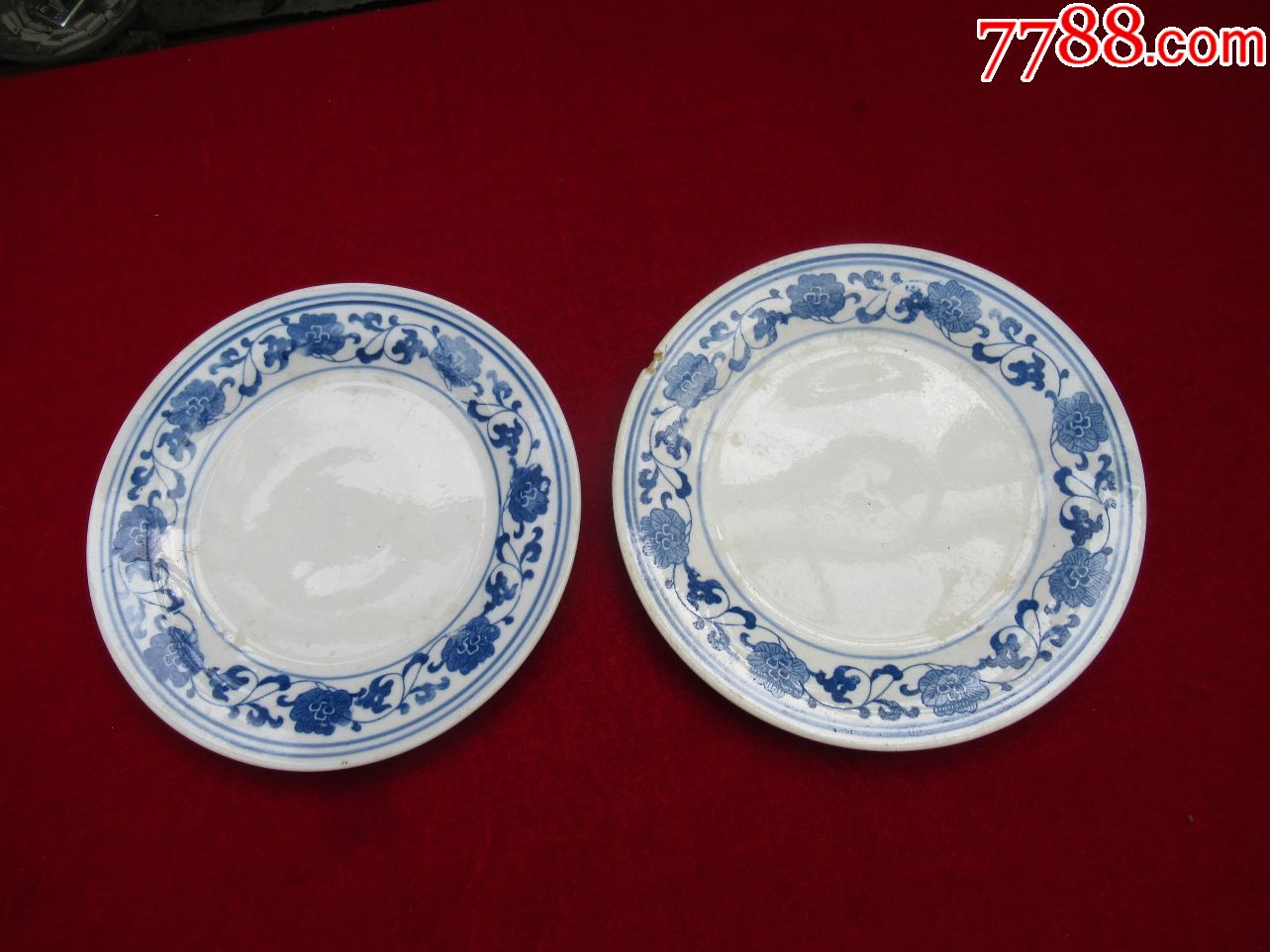 七十年代青花瓷花卉装饰图案篆字底款大盘以图为准
