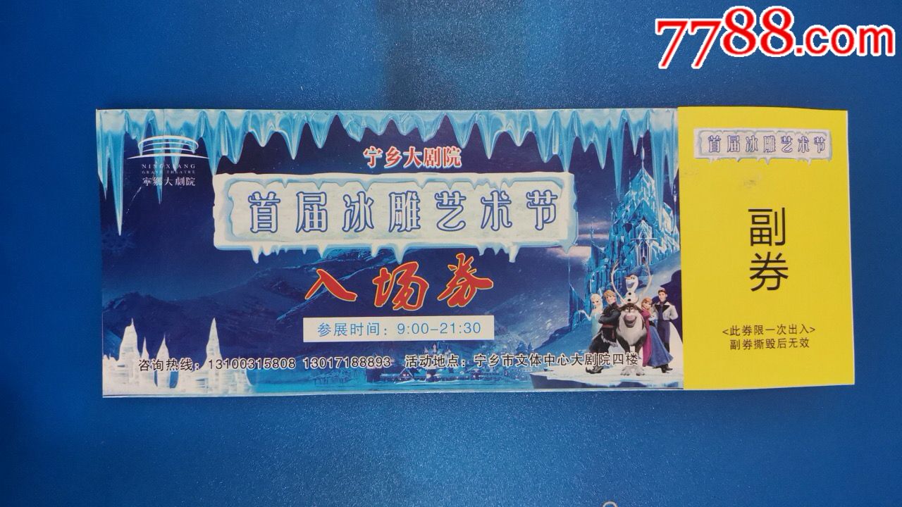 湖南省宁乡市:首届冰雕艺术节入场券(带副券)