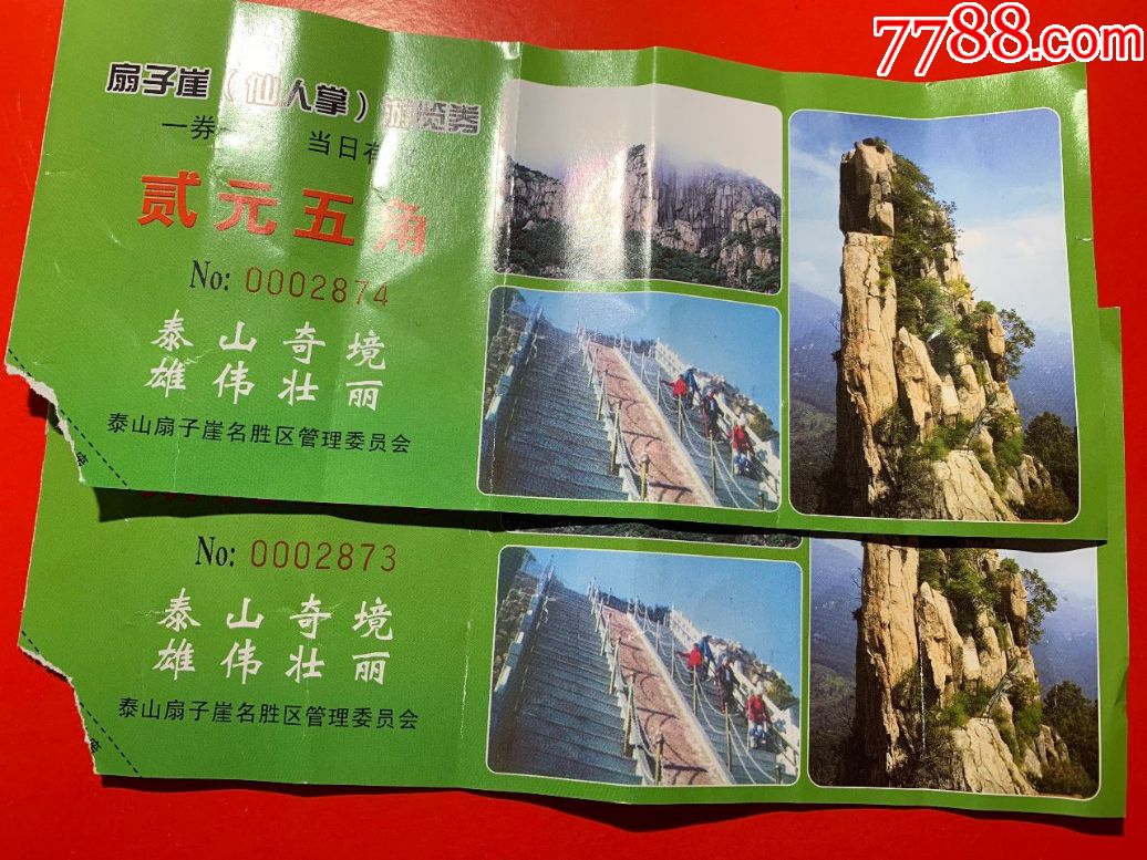泰山扇子岩门票两张
