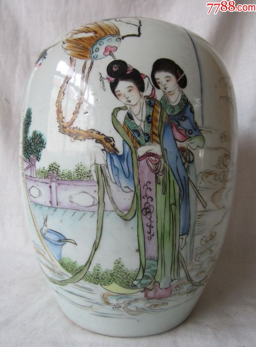 毛子荣绘月宫嫦娥冬瓜罐