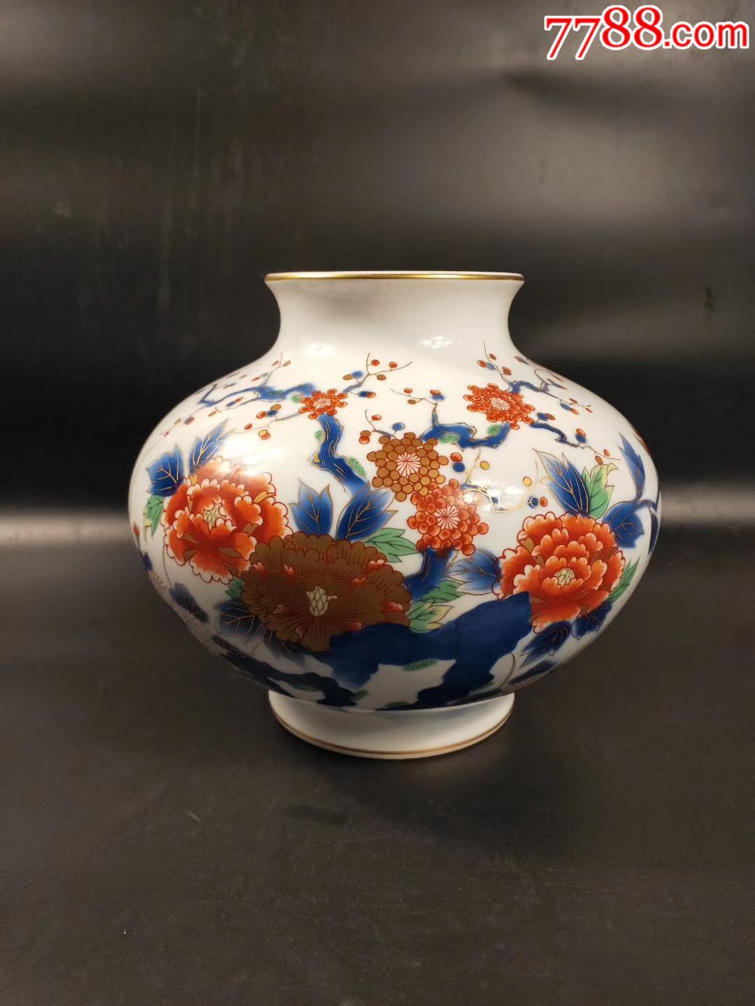 日本瓷器深川制花器花瓶摆件有落款_价格728.