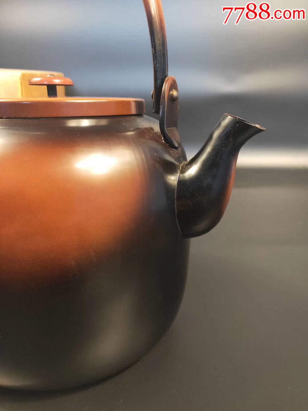 日本回流茶道具铜壶水注腰腹黑铜壶原纸盒包装