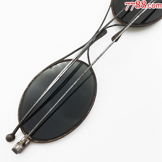 西洋古董眼镜.19世纪法国制.钢材质小框架.怀旧小脸墨镜.复古造型
