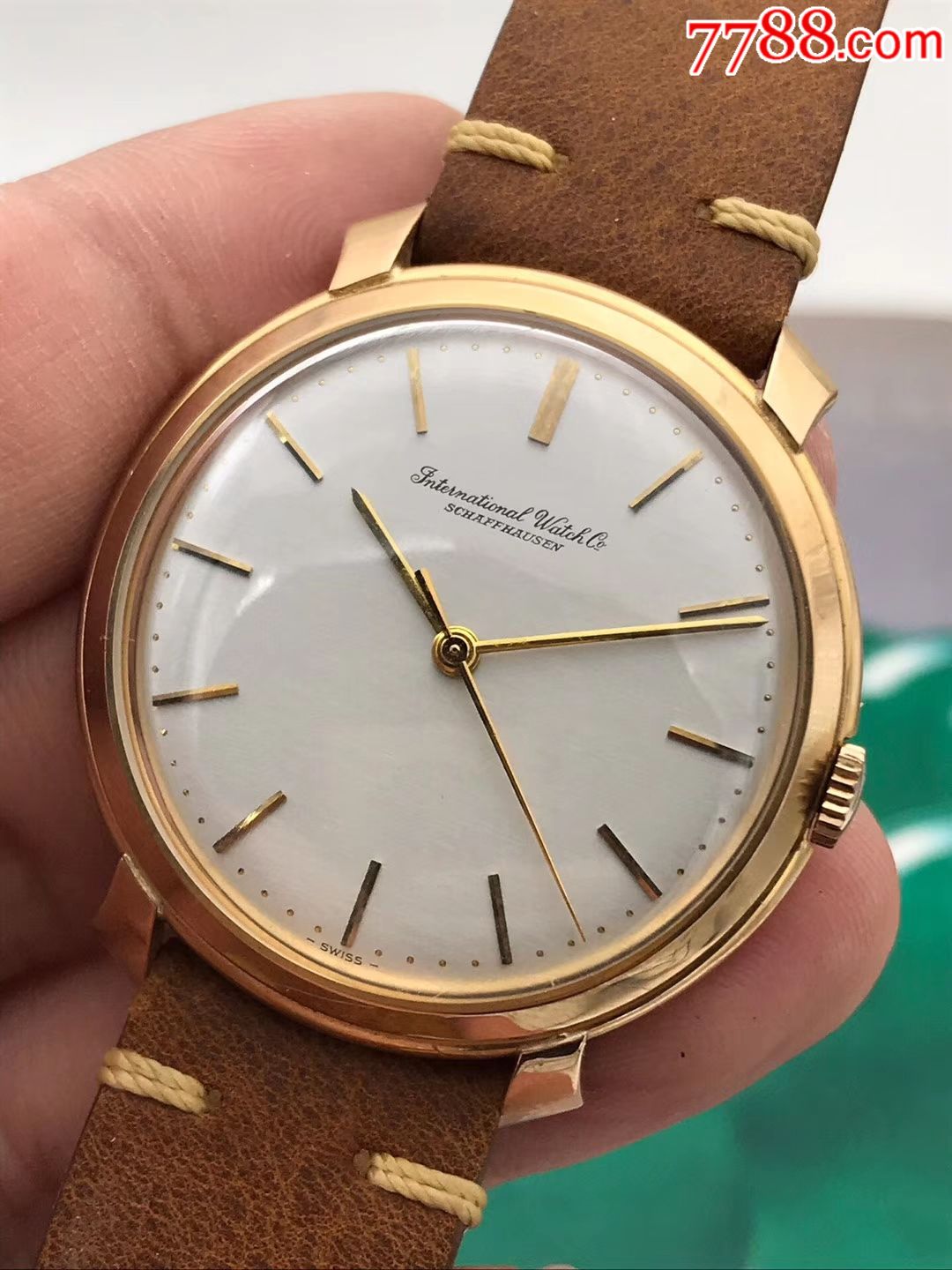 瑞士名表万国古董表18k玫瑰金实金鲨鱼鳍手动机王