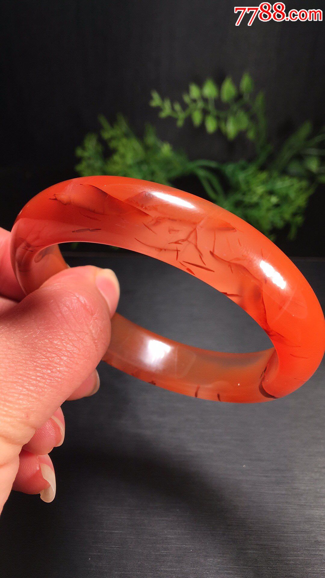 特惠价:天然川料南红手镯颜色超红润难得的美货总重53.-玛瑙-7788收藏