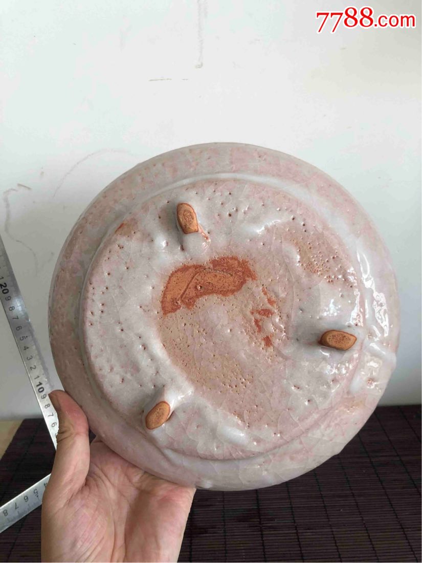 日本回流志野烧三足大钵原盒有作者