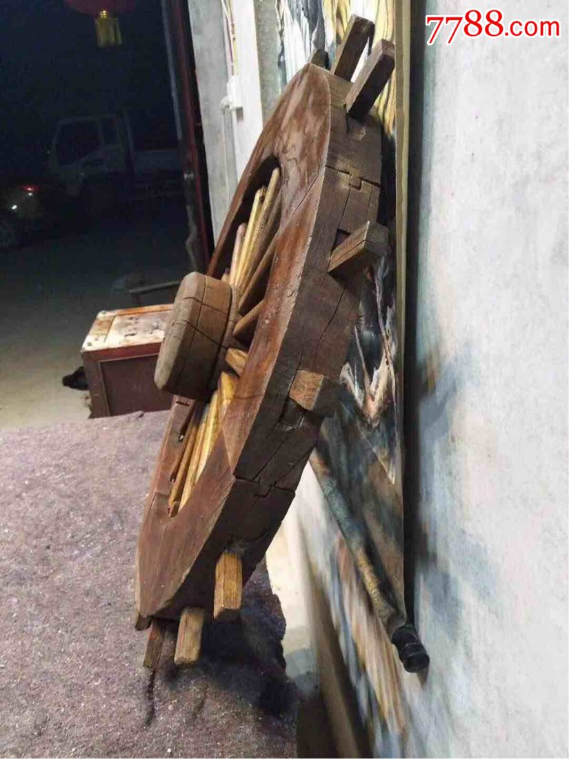 清代枣木车轮完整包浆皮壳一流禹意财源滚滚过年收藏极佳包老