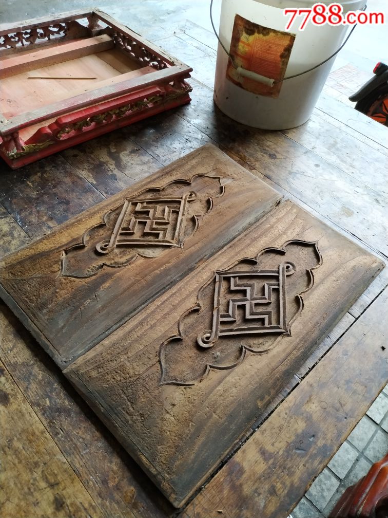 老木雕花板老花板古董古玩老物件