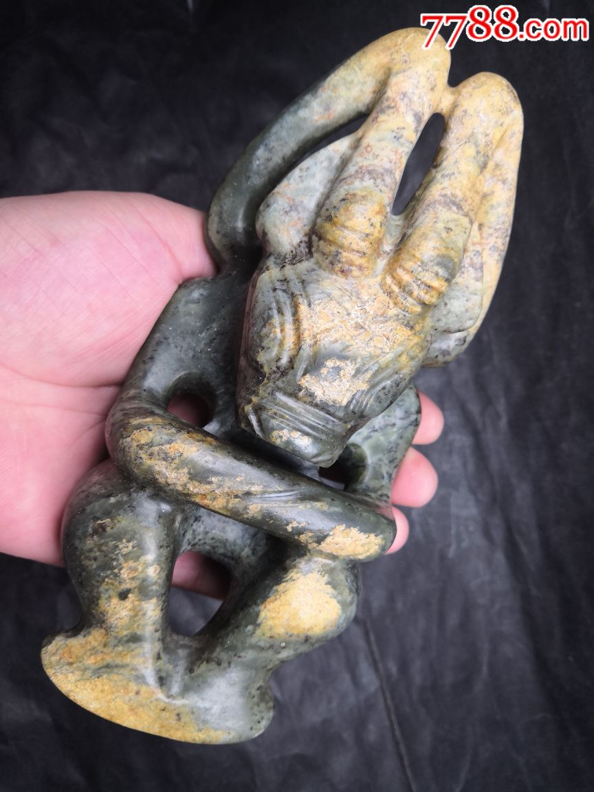 高古玉红山玉河磨玉太阳神玉人