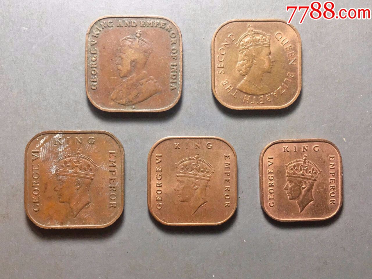 海峡殖民地5枚方形铜币