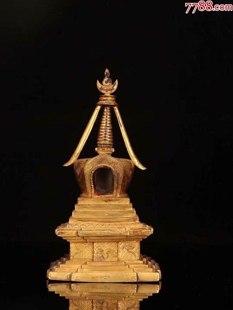 清藏传铜鎏金舍利子塔,精铜铸造