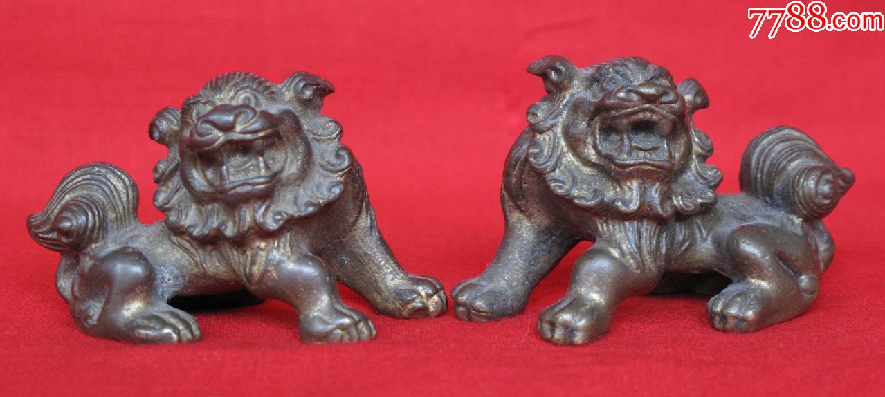 铜镇纸----一对狮子-镇纸/压尺-7788旧书网