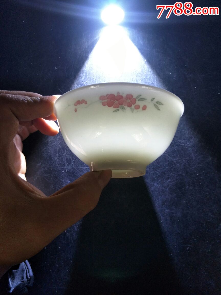 醴陵群力老瓷器梅竹画面饭碗