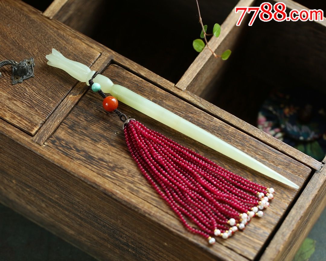 清宫款步摇天然和田玉发簪温婉而又优雅一缕阳光挽起发丝