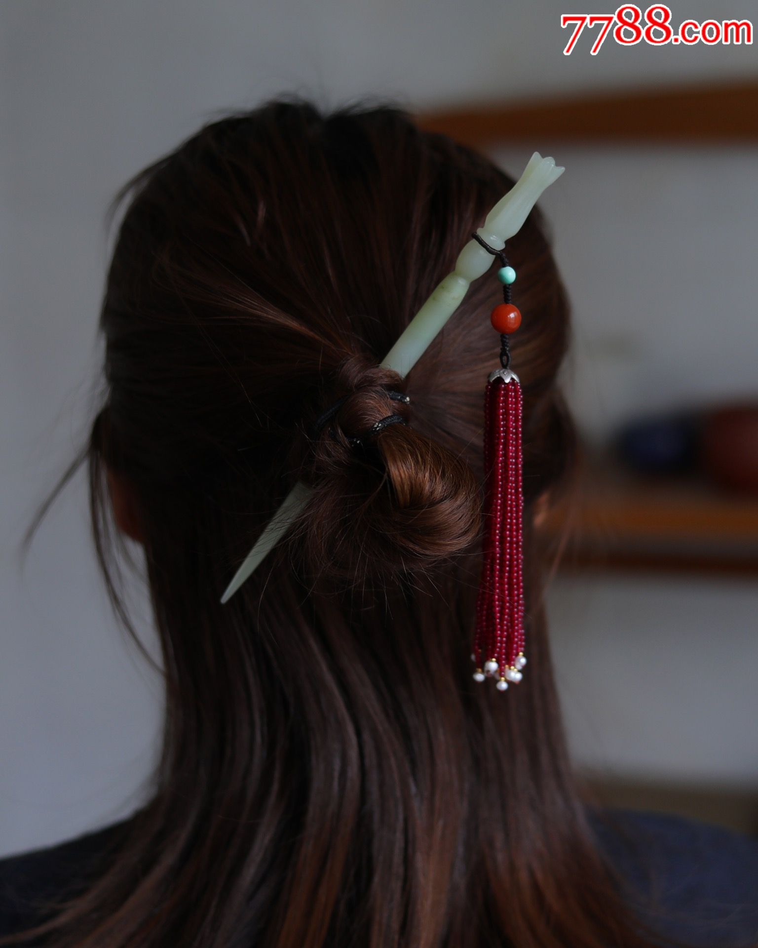 清宫款步摇天然和田玉发簪温婉而又优雅一缕阳光挽起发丝