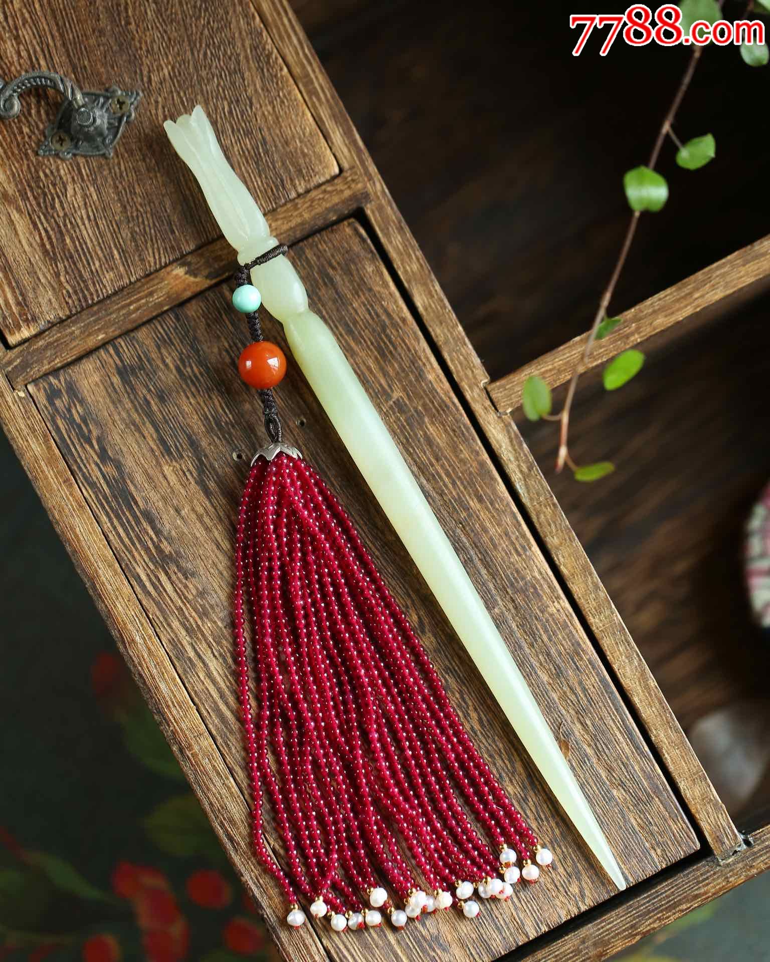 清宫款步摇天然和田玉发簪温婉而又优雅一缕阳光挽起发丝