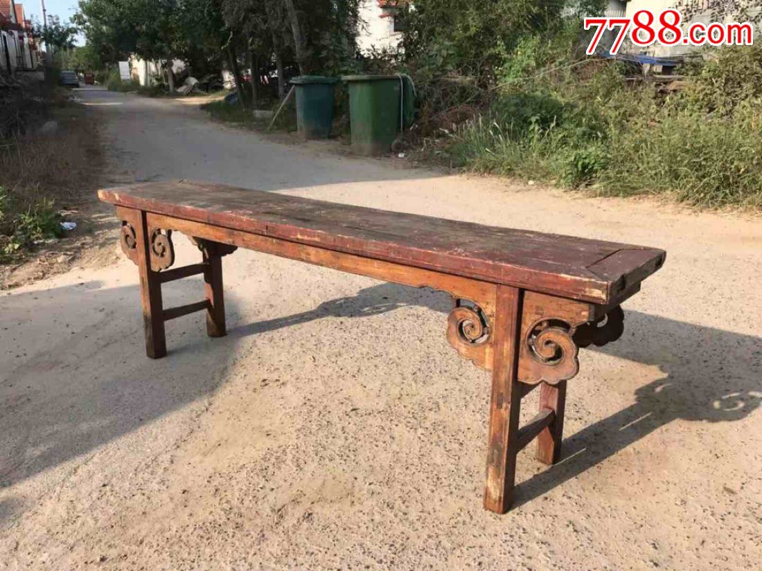 清代榆木春凳全品牢固170/33/56厘米高.-木椅/凳-7788旧家具收藏