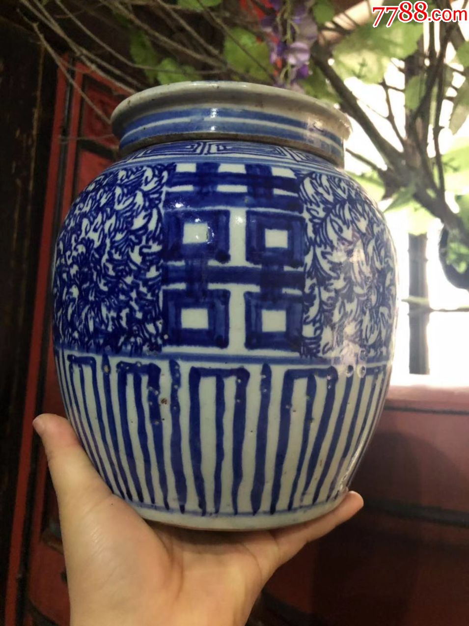 瓷器/缠枝青花罐/老物件民俗古玩古董收藏