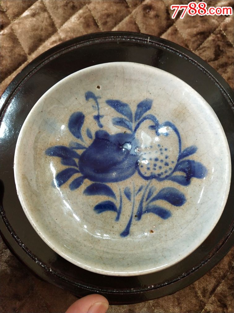 清康熙磁州窑多子多孙青花小盘