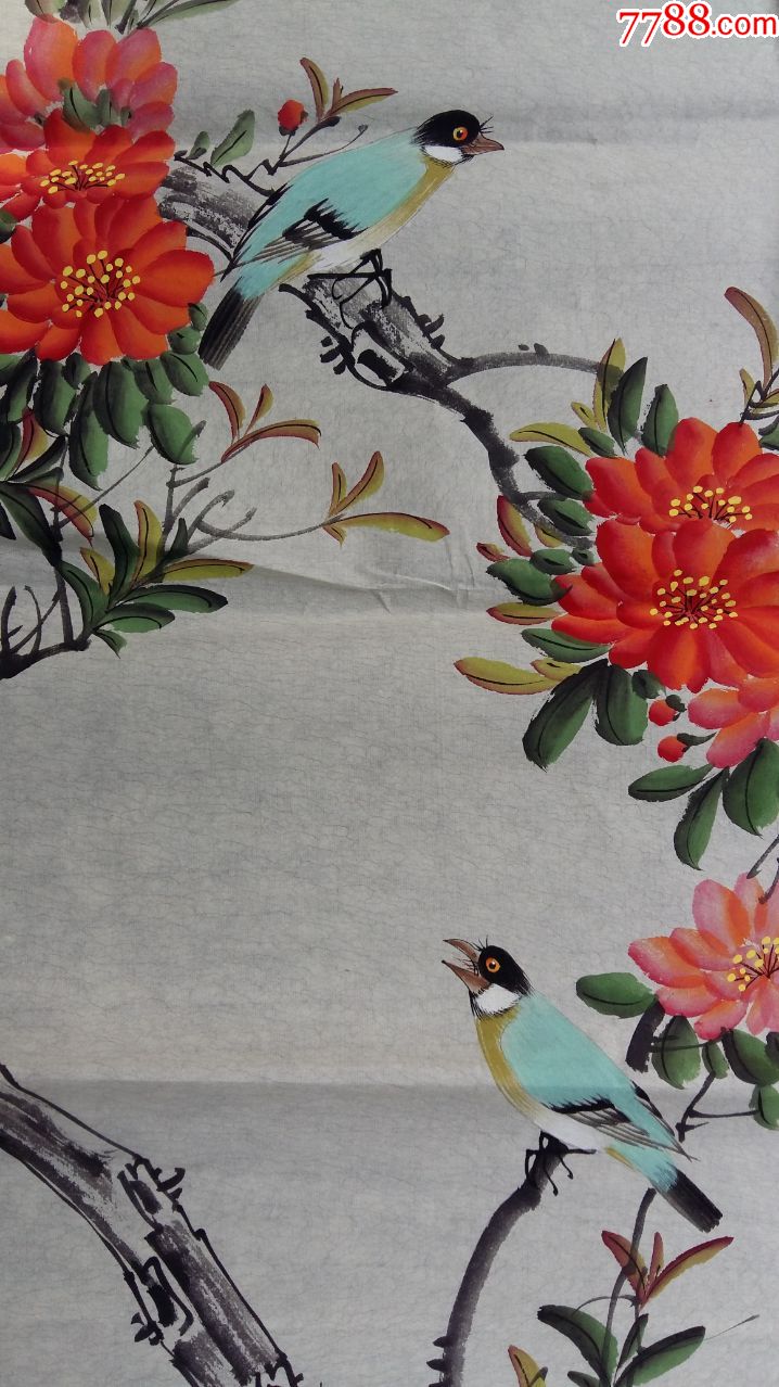 朋友转让给的王建秋先生的精品花鸟画四条瓶一套