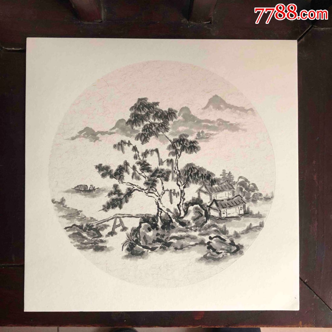 水墨山水(镜芯,卡纸)_山水国画原作_几十年【7788陶瓷】