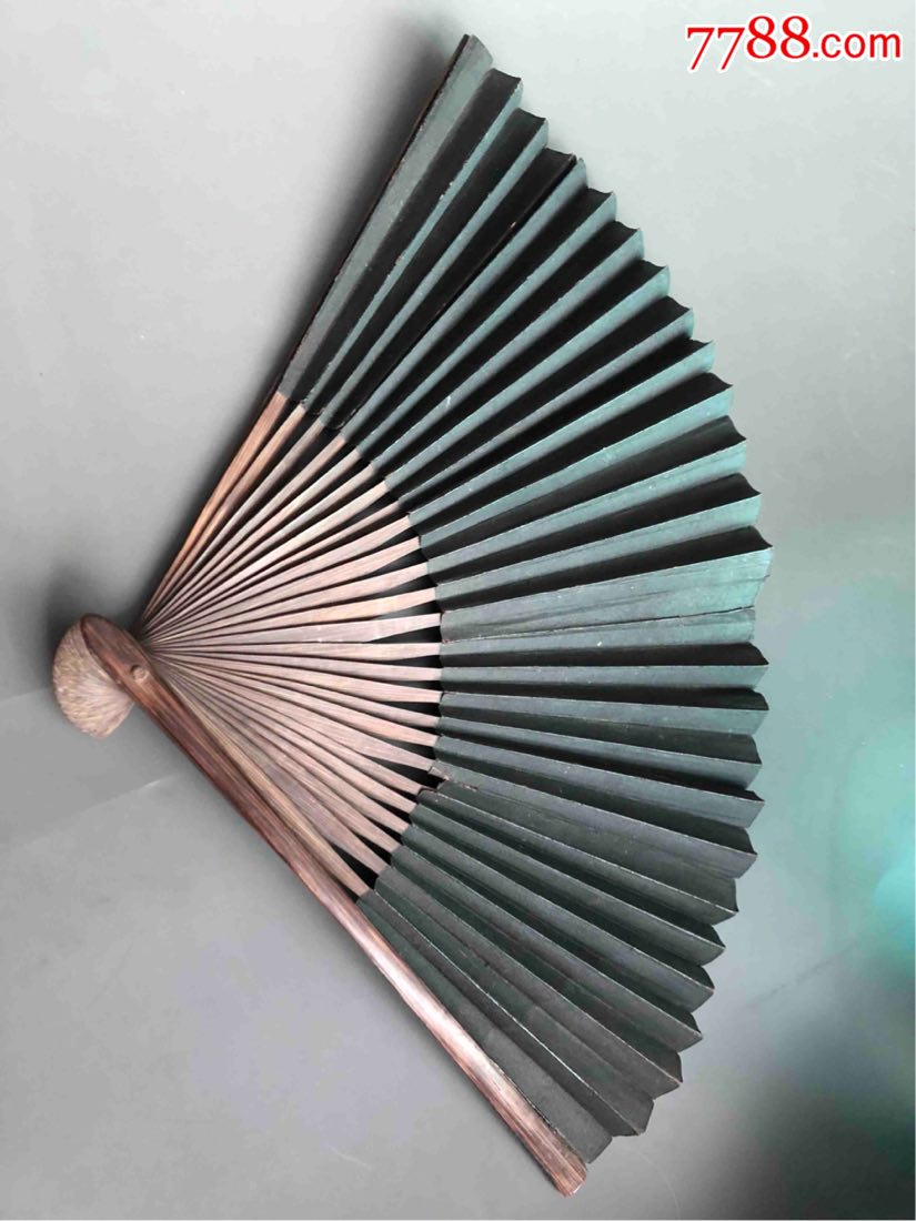 棕竹黑宣素扇古玩收藏民俗老物件包邮