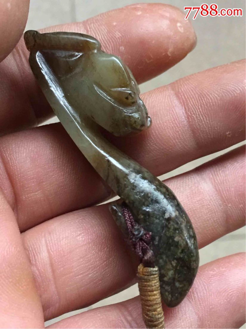 民清时期带皮青玉带钩-和田玉-7788收藏