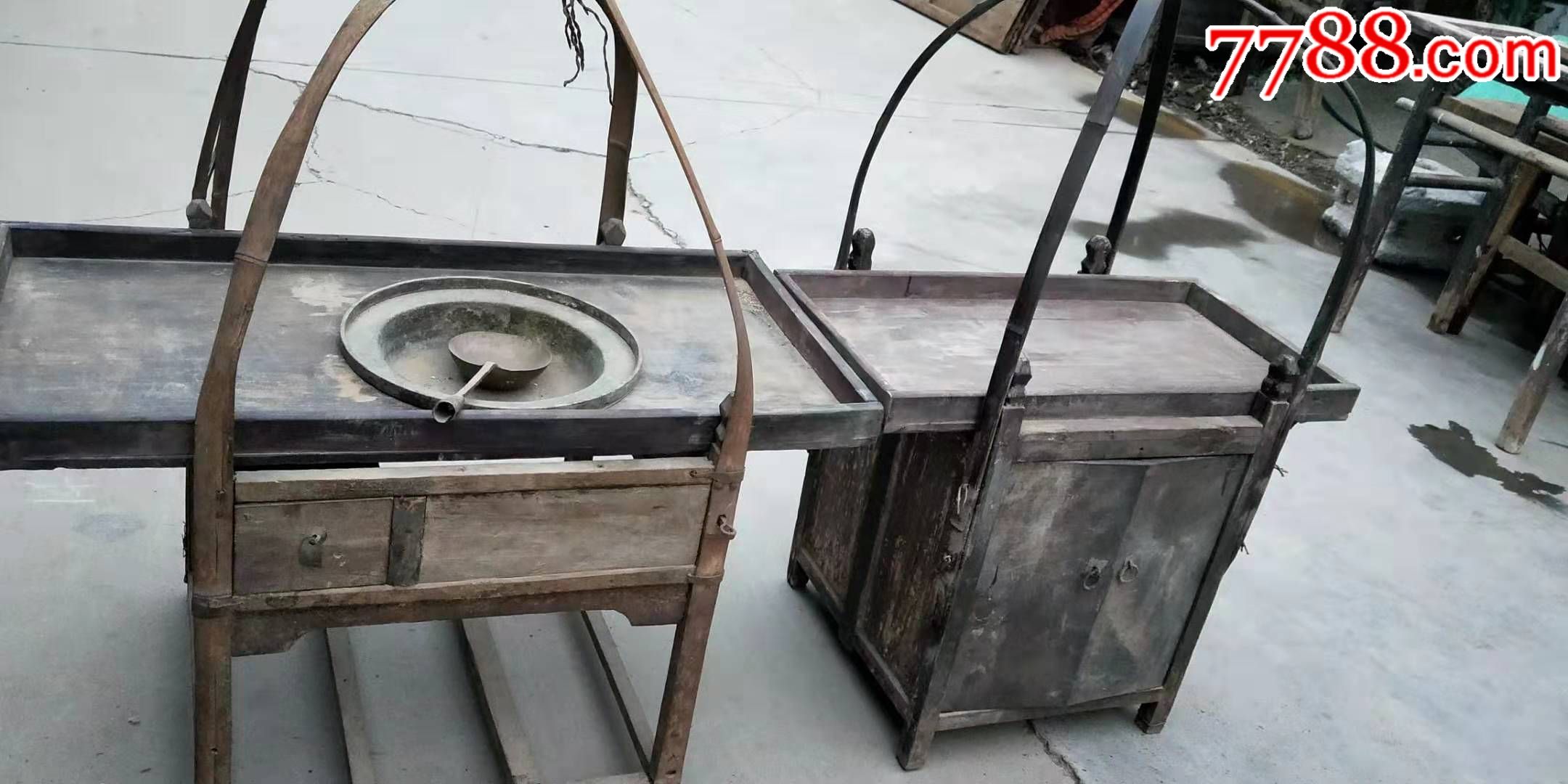 清代卖馄饨挑子一套原头货,做工精制,皮壳老辣,品象如图,民旅文化的