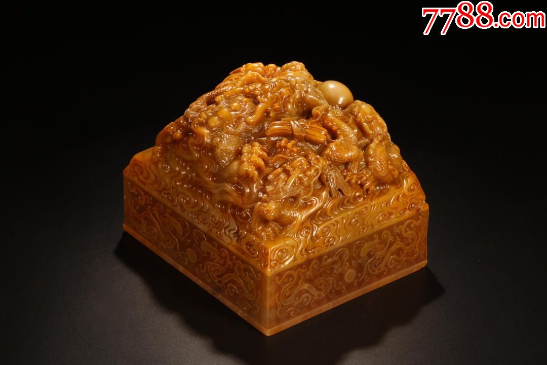 "奉天法祖亲贤爱民"寿山田黄五龙戏珠御印_价格98000.