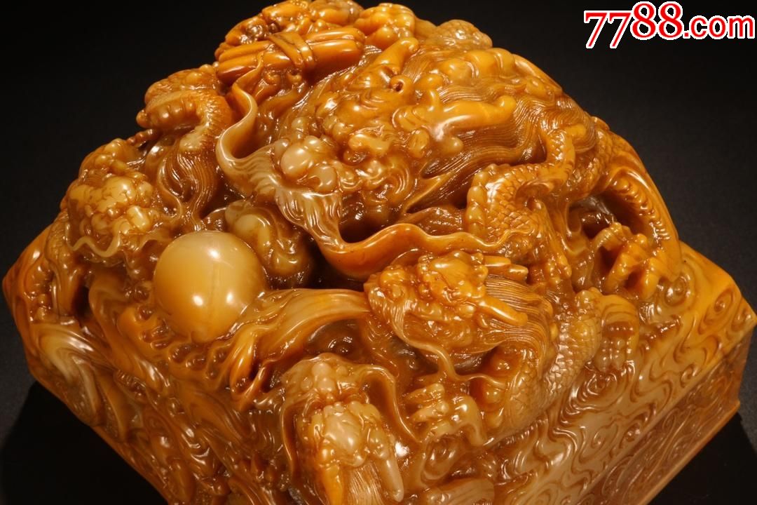 "奉天法祖亲贤爱民"寿山田黄五龙戏珠御印_价格98000.