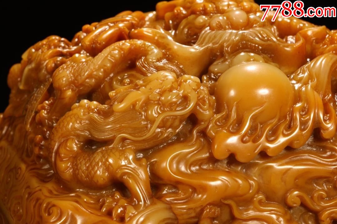 清"奉天法祖亲贤爱民"寿山田黄五龙戏珠御印_价格98000.