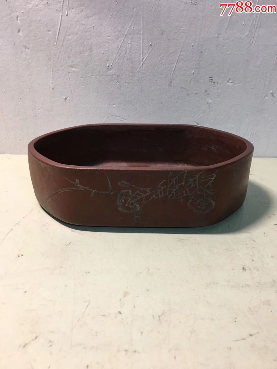 民国名家泉石刻紫砂水仙盆