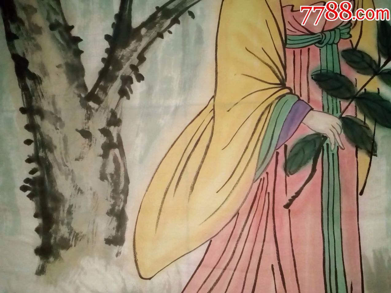 包邮一口价,保证纯手工绘画人物画国画仕女图湘夫人,四尺大尺寸