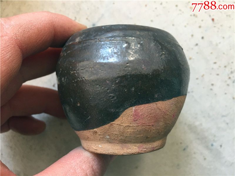 完整民国乌金釉老拔罐子拔火罐老中医药文化收藏包老瓷器火疗陶器
