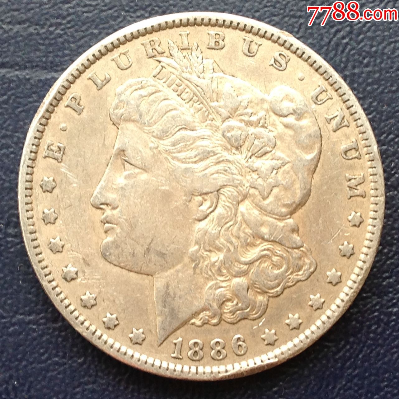 美国1886年1美元普版光版摩根银币.26.7克900银38mm.美品