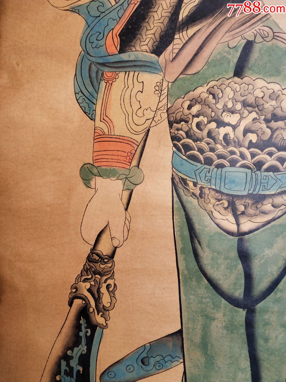 乡下收到的画工精美的清代关公像一幅