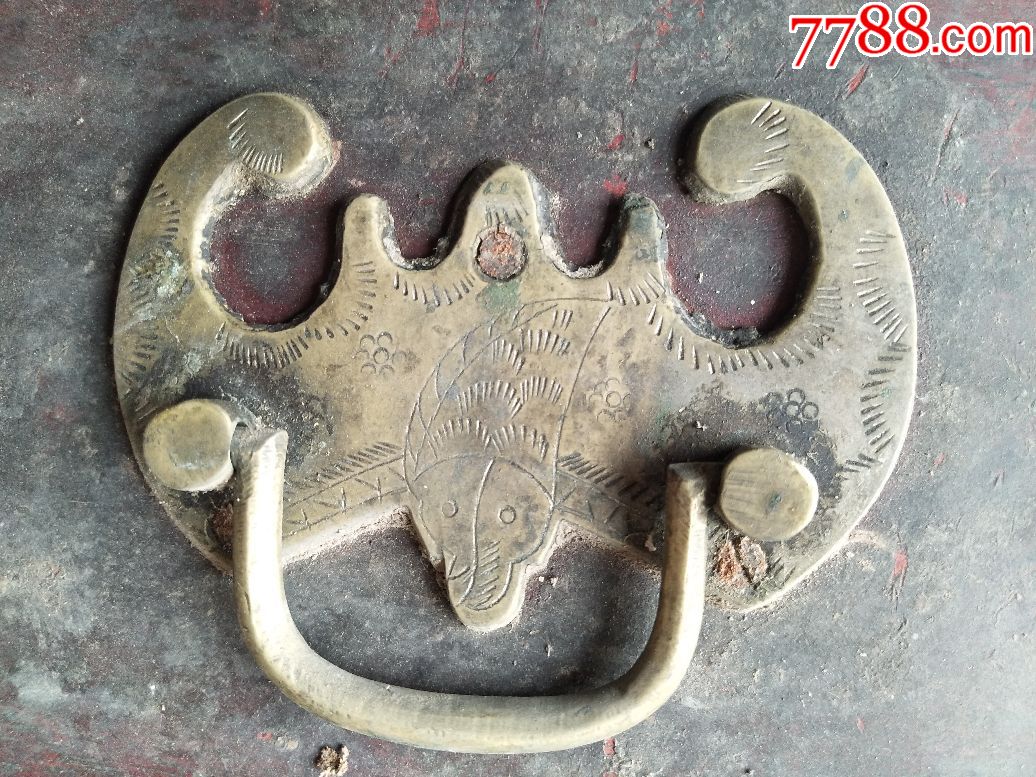古代古董古玩民俗老款式物件二手怀旧民国黄铜抽屉拉手桌子抽屉拉手