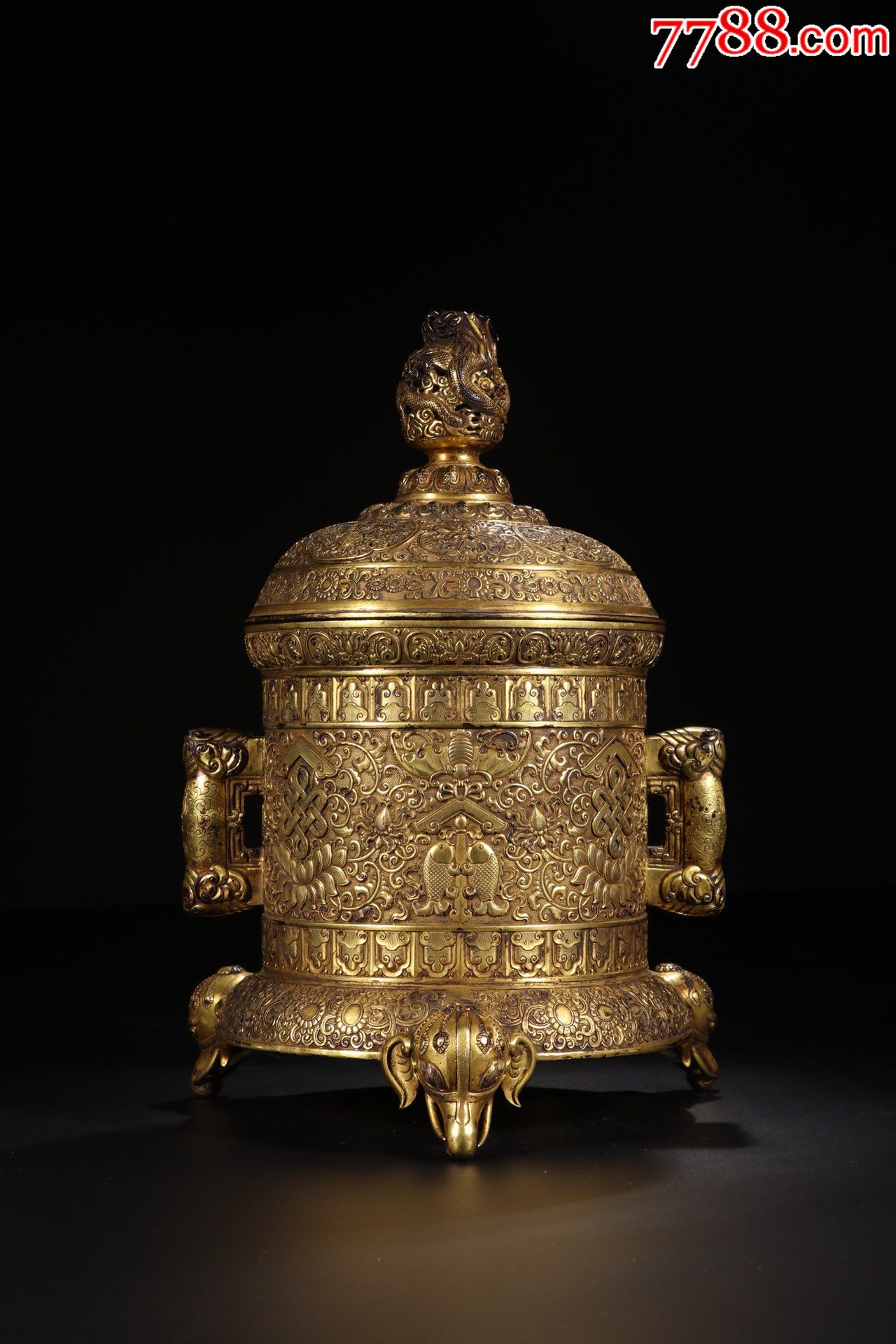 清乾隆年代,铜鎏金香炉