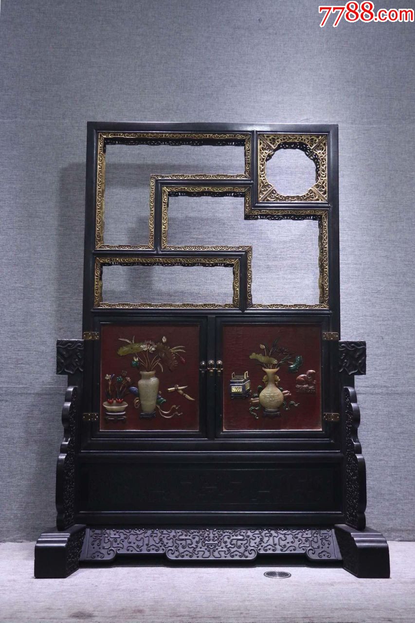 回流紫檀精品多宝嵌百宝插屏