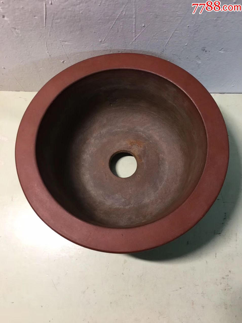 民国竹岩刻紫砂花盆