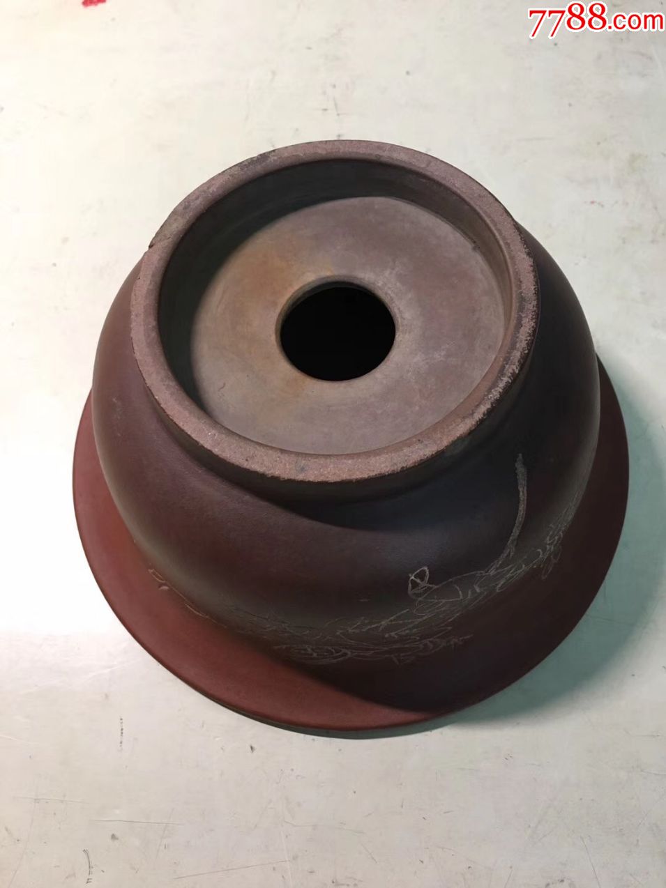 民国竹岩刻紫砂花盆